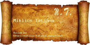 Miklics Tatjána névjegykártya